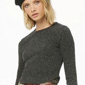 Ribbed Knit Curved Hem Top FOREVER 21
